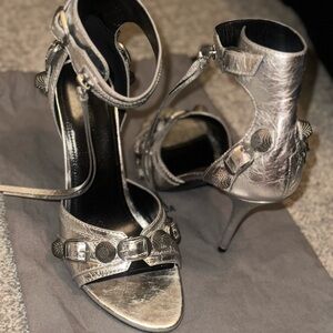 Balenciaga Silver Stiletto High Heel Sandals